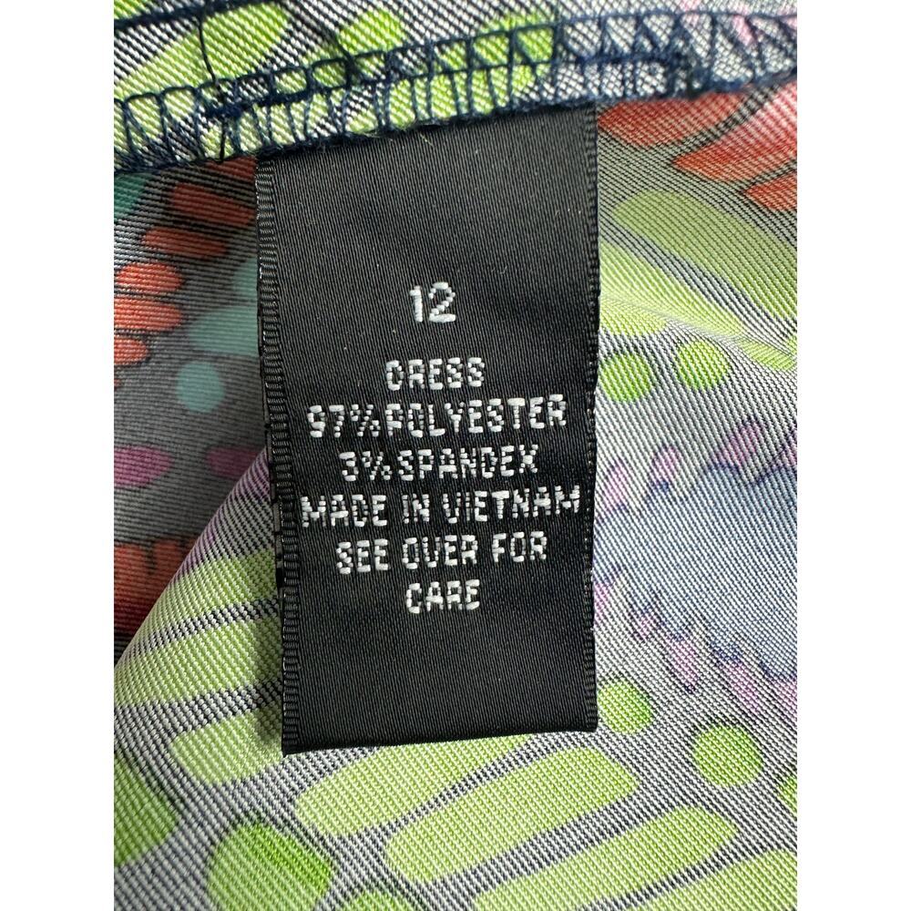 Y2K Vibrant Mosaic Sleeveless Sheath Dress Maximalist Mod 60s Psychedelic 12 L - Picture 11 of 11